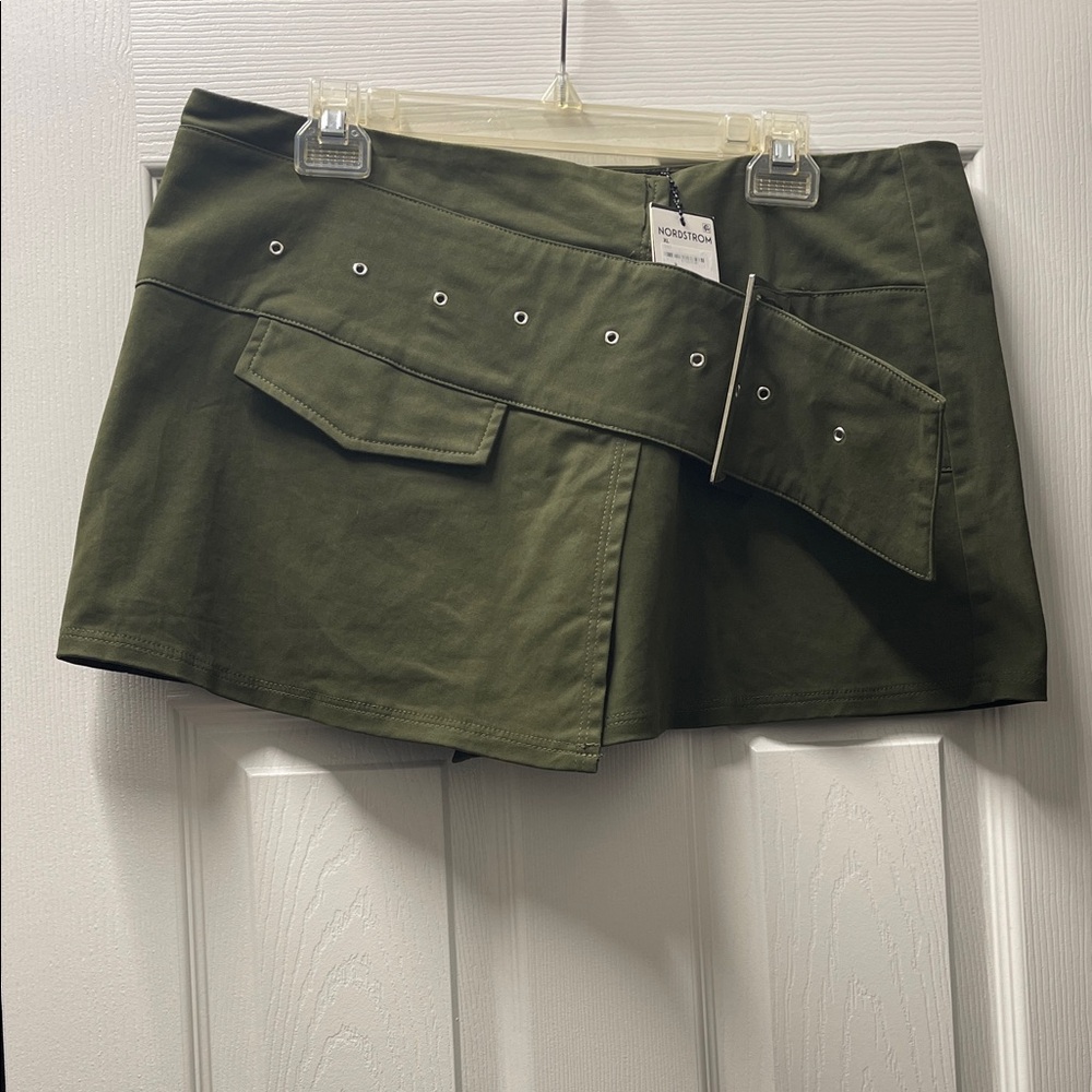 Nordstrom Olive Green Belted Mini Skort